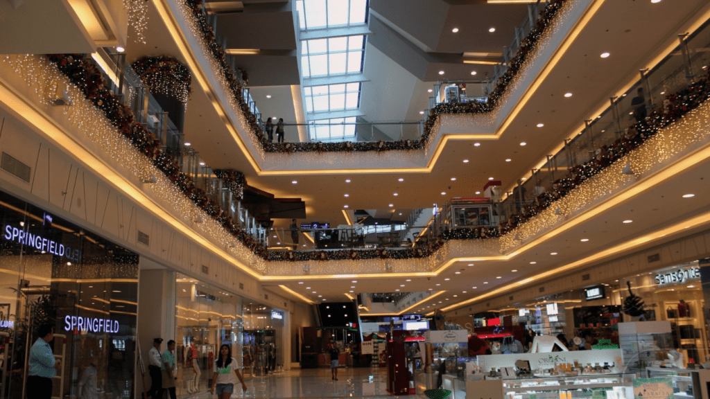 inside a big shopping mall