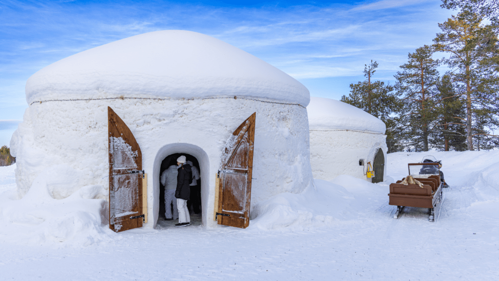 Two igloos in the snow