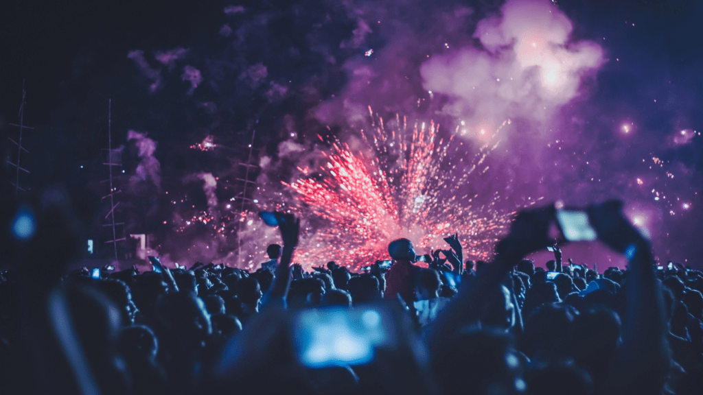 People enjoying concert