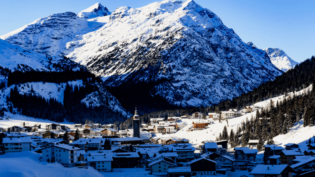 Village covered with snow