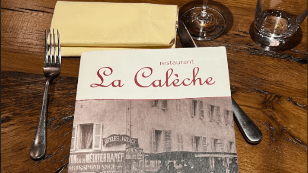 la caleche menu in the table