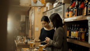 woman dining in an izakaya