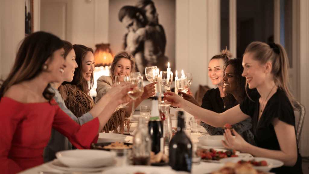 Group of people on the dining table