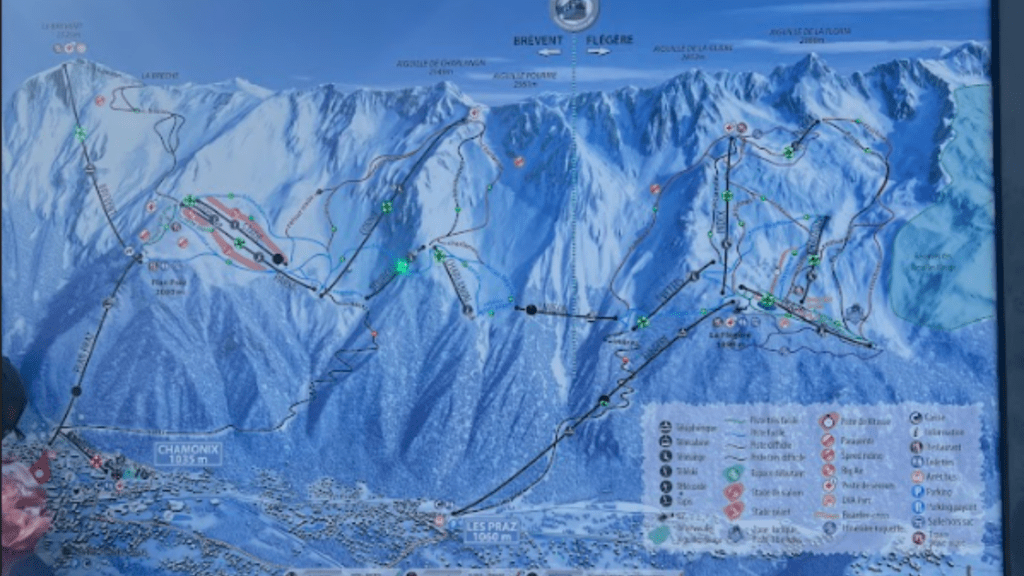 chamonix ski map trail