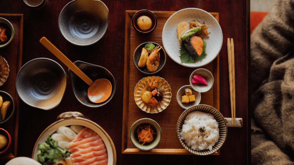 flat lay photo of japanese food