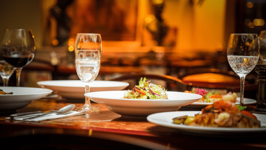 restaurant with food in the table