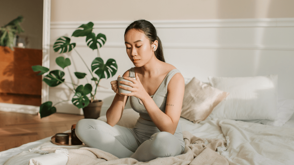 woman drinking a cup of tea