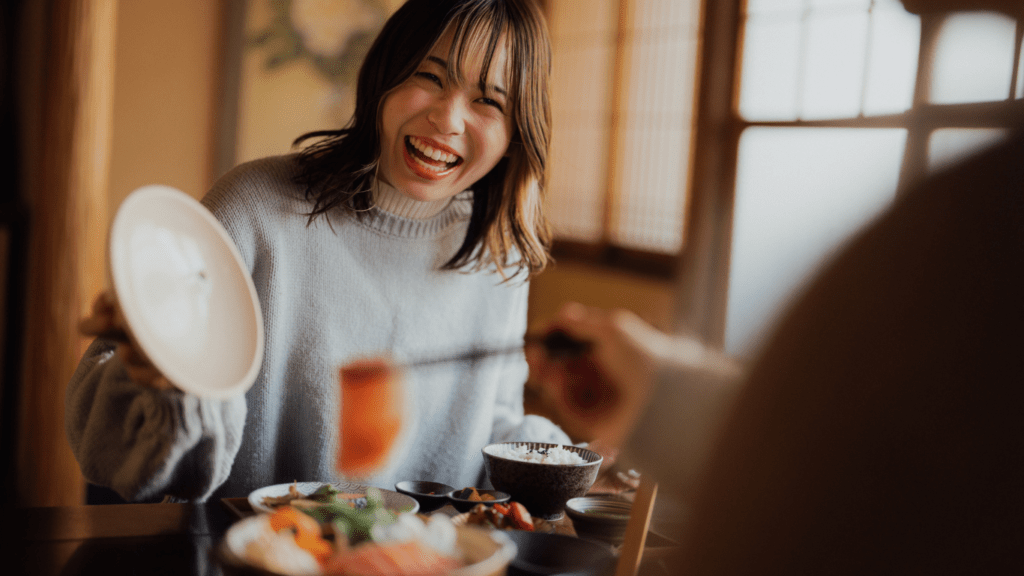 woman holding a japanese hotpot